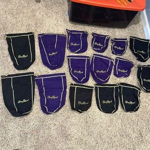 Several sizes crown royal bags. Purple and black   Great condition